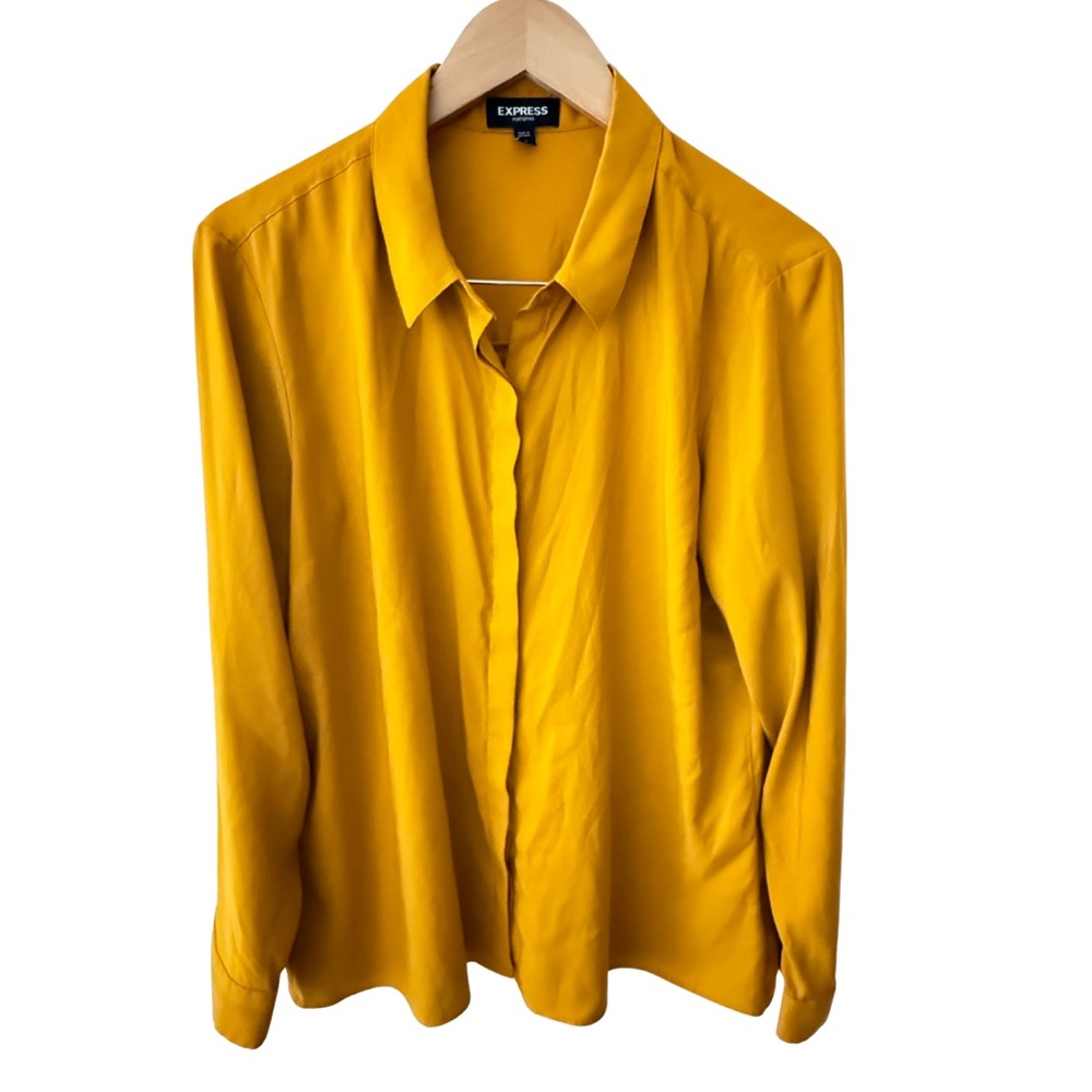 Express Portofino Mustard Button Down Shirt